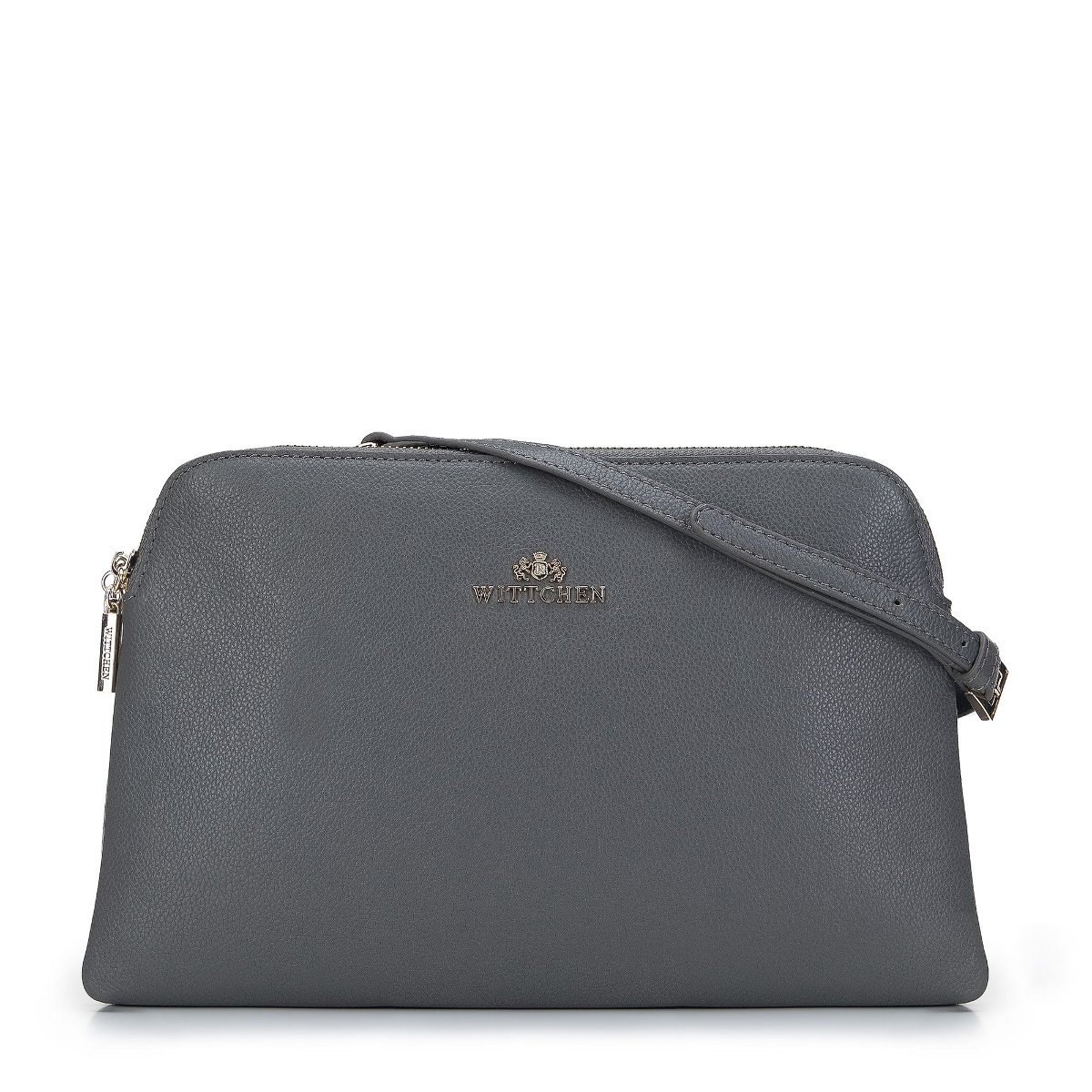 Damska listonoszka skórzana dwukomorowa klasyczna szara