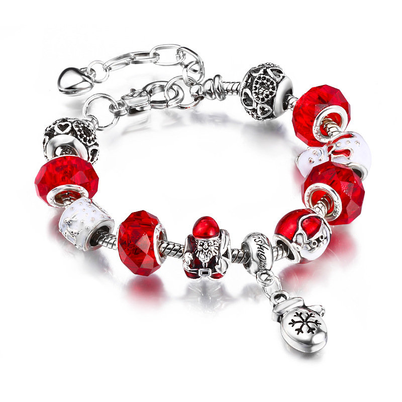 Bransoletka Modułowa Charms Beads Mikołaj Bałwan Zima