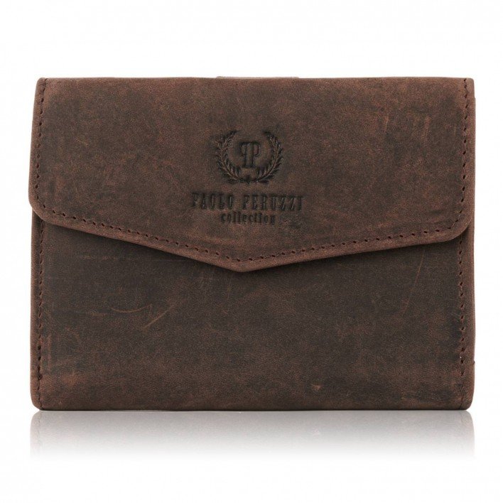 Portfel Młodzieżowy Ze Skóry Vintage Rfid Paolo Peruzzi T-35-Br