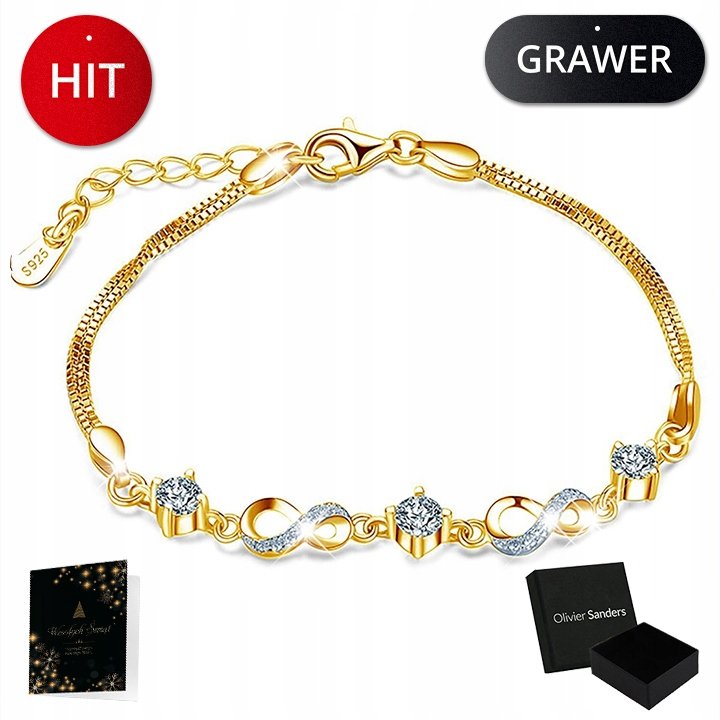 Bransoletka Damska Złota 585 Łańcuszek Kryształy