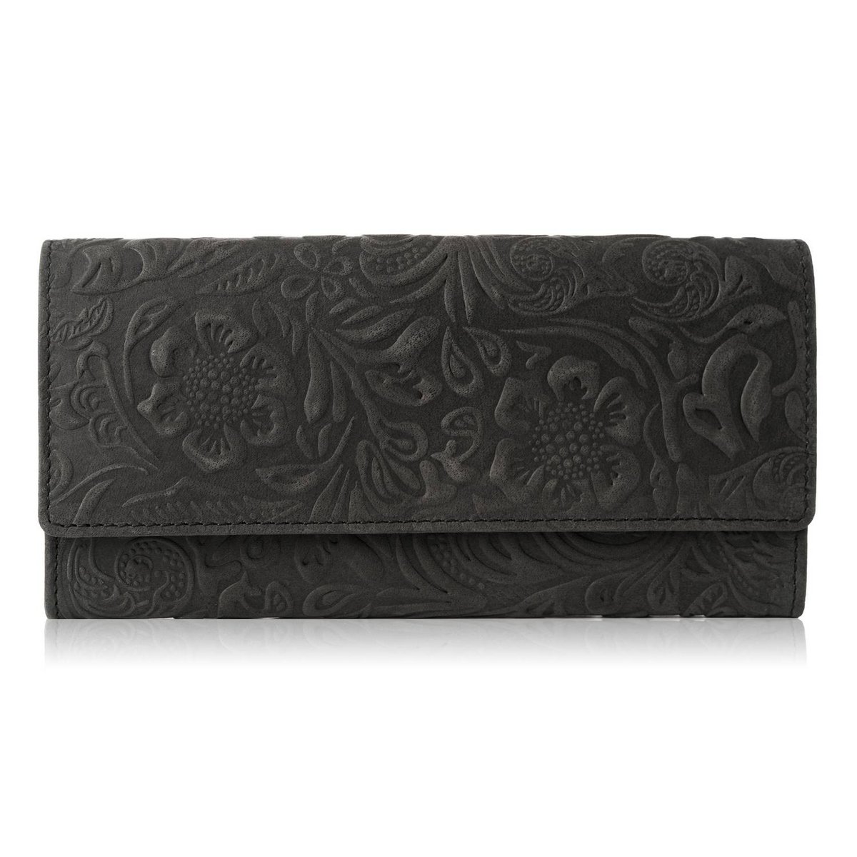 Duży Portfel Ze Skóry Naturalnej Czarny Vintage Paolo Peruzzi