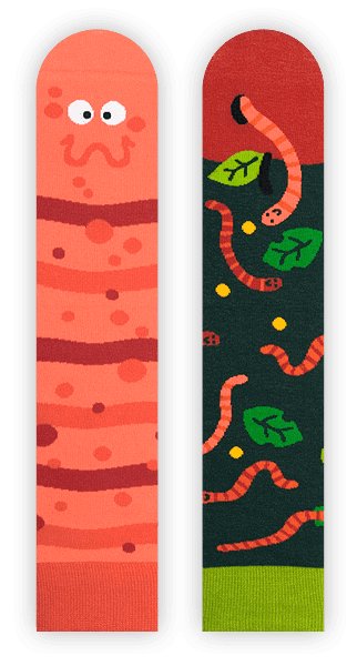 Zabawne Skarpetki Z Robaczkiem - Willy Wormka - 44-46