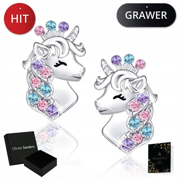 Srebrne Kolczyki 925 Jednorożce Dla Dziewczynki