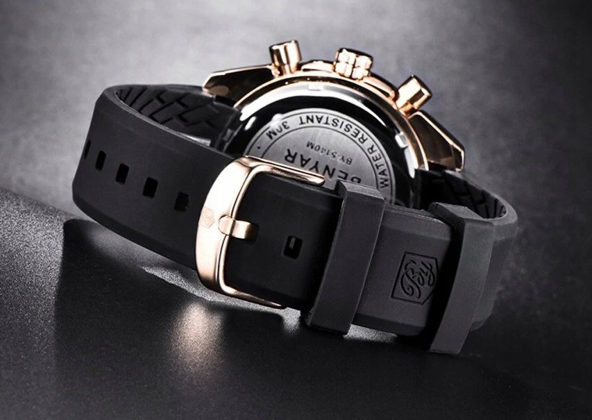 Pasek Do Zegarka Benyar Czarny Silikonowy