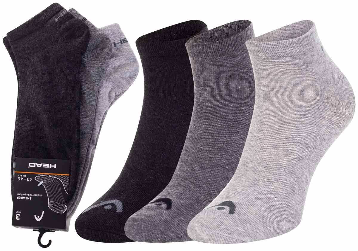 Head Skarpetki Stopki 3 Pary Gray/Graphite 761010001 005 43-46