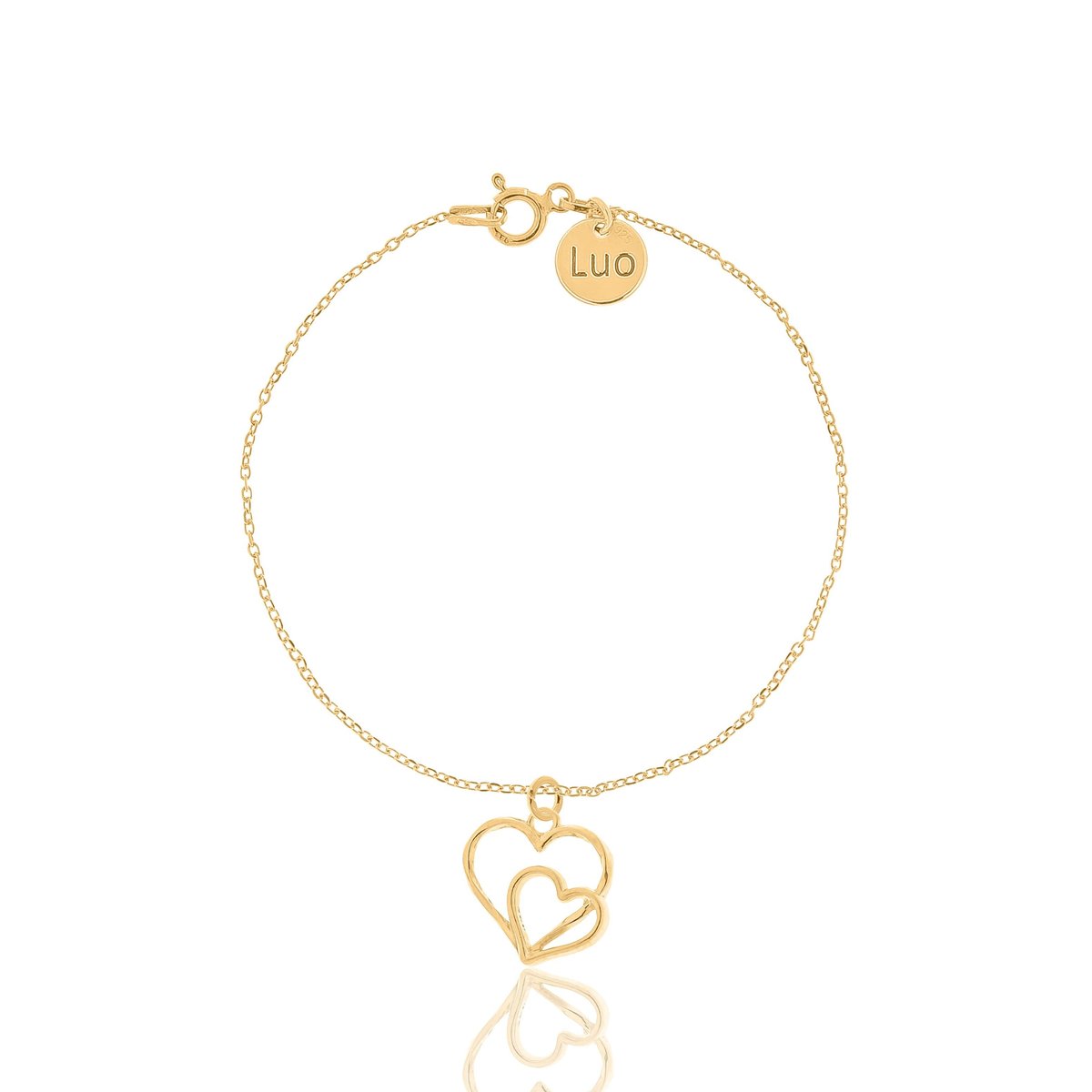 Bransoletka srebrna pozłacana z sercami