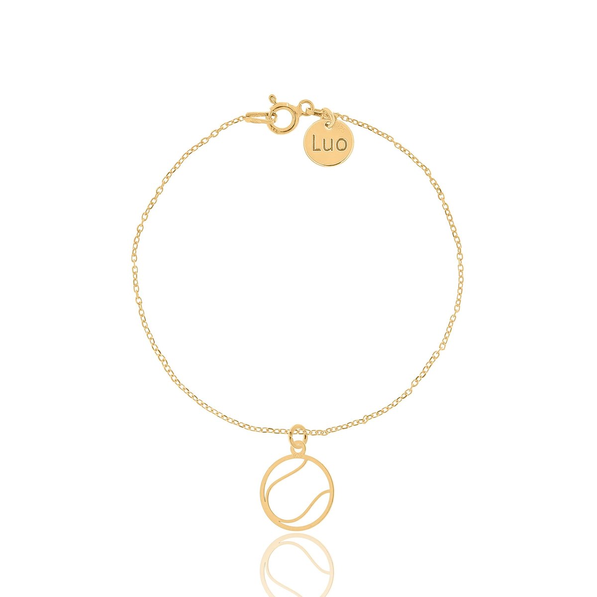 Bransoletka srebrna pozłacana z piłką do tenisa