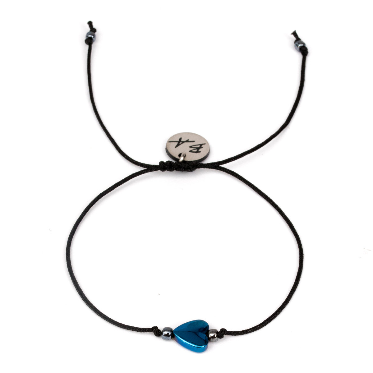 Bransoletka z sercem - czarny sznureczek BA3631
