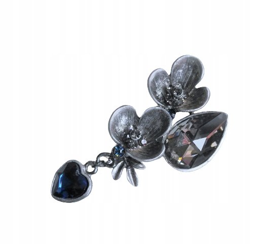 BROSZKA SREBRNA KWIAT LIŚĆ SERCE GRANAT CYRKONIA