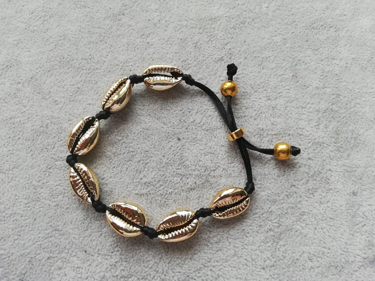 BRANSOLETKA MUSZLE ZŁOTE KAURI MUSZELKI NA RĘKĘ