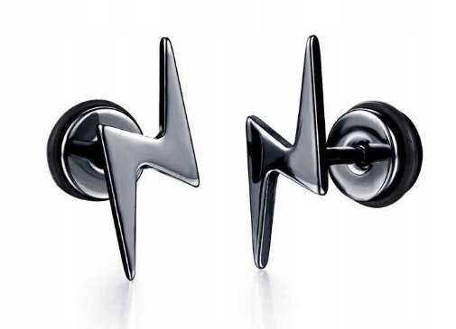 Kolczyki Do Uszu Błyskawica, Piorun Ze Stali Punk