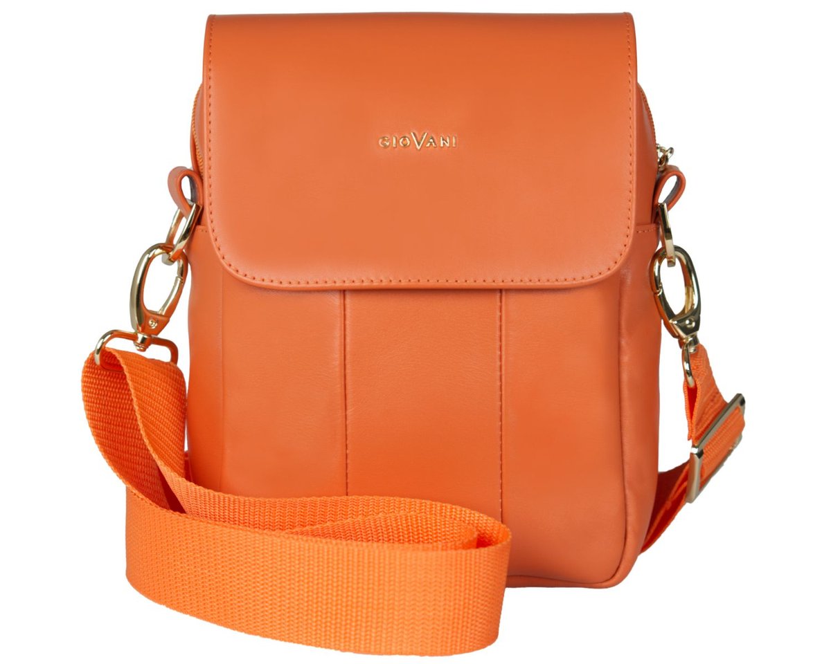 Mała listonoszka z logowanym paskiem Sybil marki Giovani Pomarańczowy