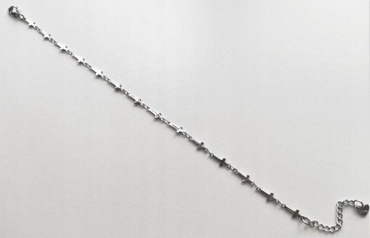 ŁADNA BRANSOLETKA NA NOGĘ krzyż krzyżyk ZŁOTA STAL