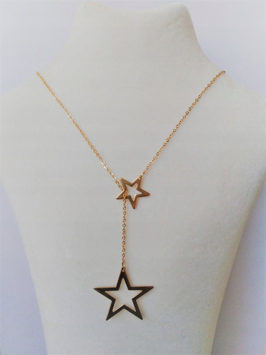 naszyjnik GWIAZDY krawatka GWIAZDA złota STAL