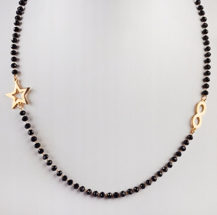 naszyjnik GWIAZDA NIESKOŃCZONOŚĆ paciorki STAL