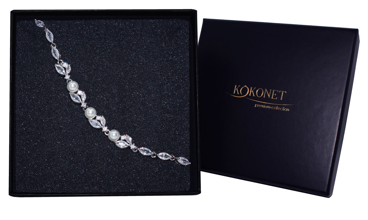 Bransoletka ślubna z perłami KLASYKA NA ŚLUB eleganckie