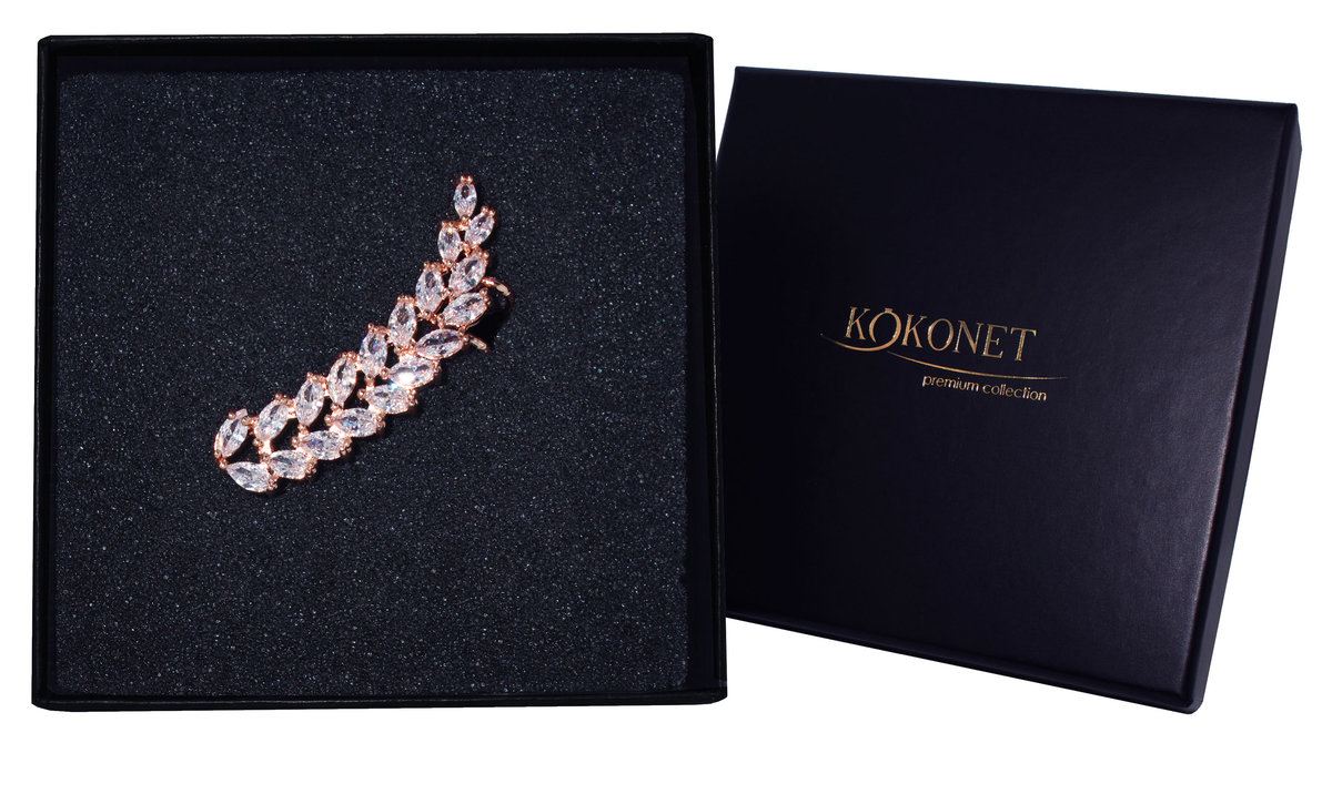 Nausznica rose gold ślubna BŁYSZCZĄCA elegancka