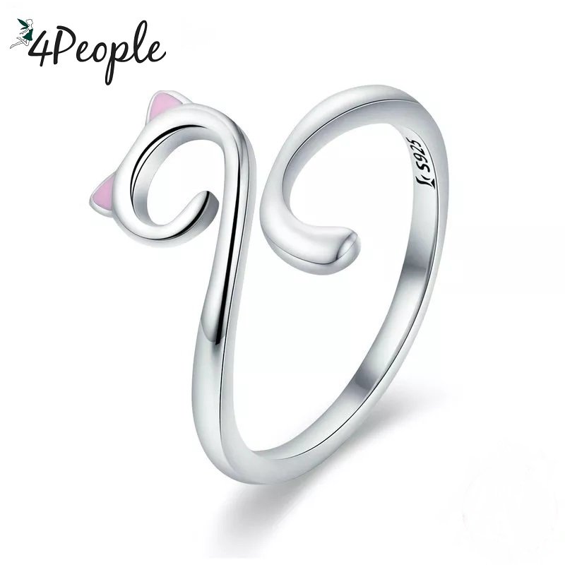 Pierścionek Damski Srebrny 925 Kotek Srebro Serce Kocur