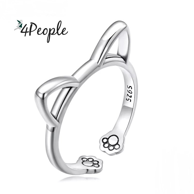 Pierścionek Damski Srebrny 925 Kotek Srebro Serce Kociaki