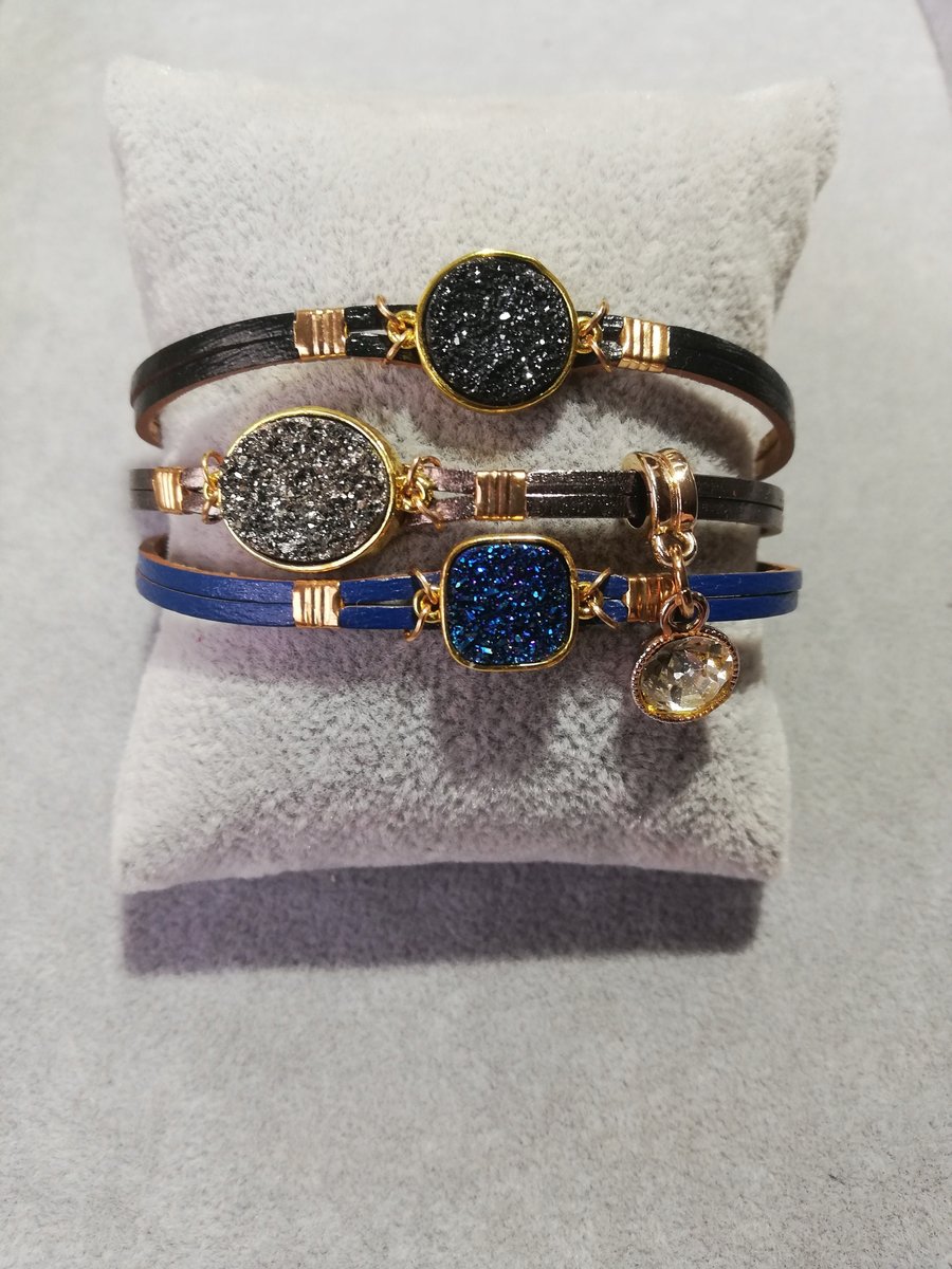 SKÓRZANA BRANSOLETKA STAL ZŁOTE ZAPIĘCIE MAGNES