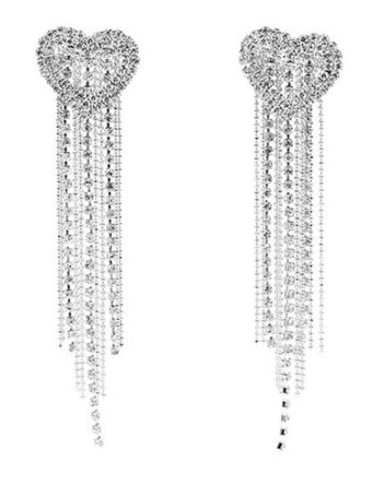 Kolczyki łańcuszki srebrne długie serca SERDUSZKA