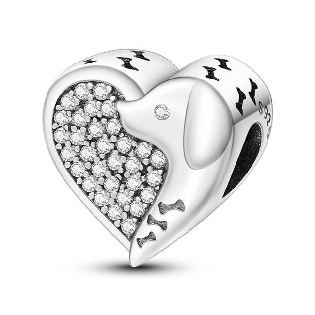 Zawieszka SREBRO 925 Charms koralik do PANDORA Serce Pies Kości