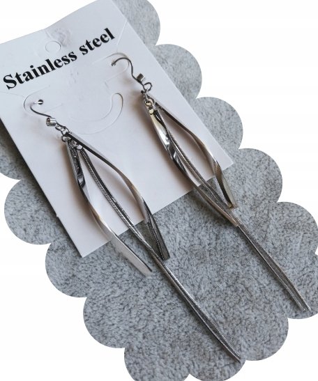 DŁUGIE WISZĄCE KOLCZYKI ŁAŃCUSZKI SREBRNA STAL