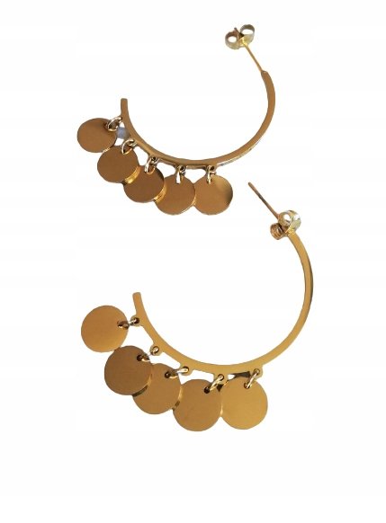 OKRĄGŁE KOLCZYKI BLASZKI KÓŁKA SZTYFT ZŁOTA STAL