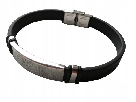 PROSTA SKÓRZANA CZARNA BRANSOLETKA MĘSKA STAL REGU