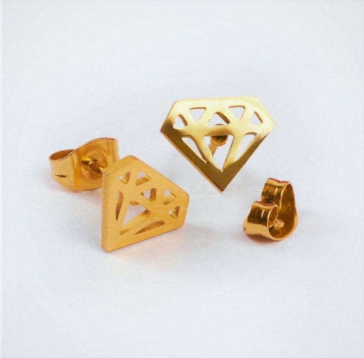 Kolczyki Wkrętki Diament Diamencik Złota Stal