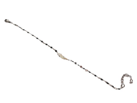 BRANSOLETKA CZARNA PIÓRO PIÓRKO SREBRNA STAL