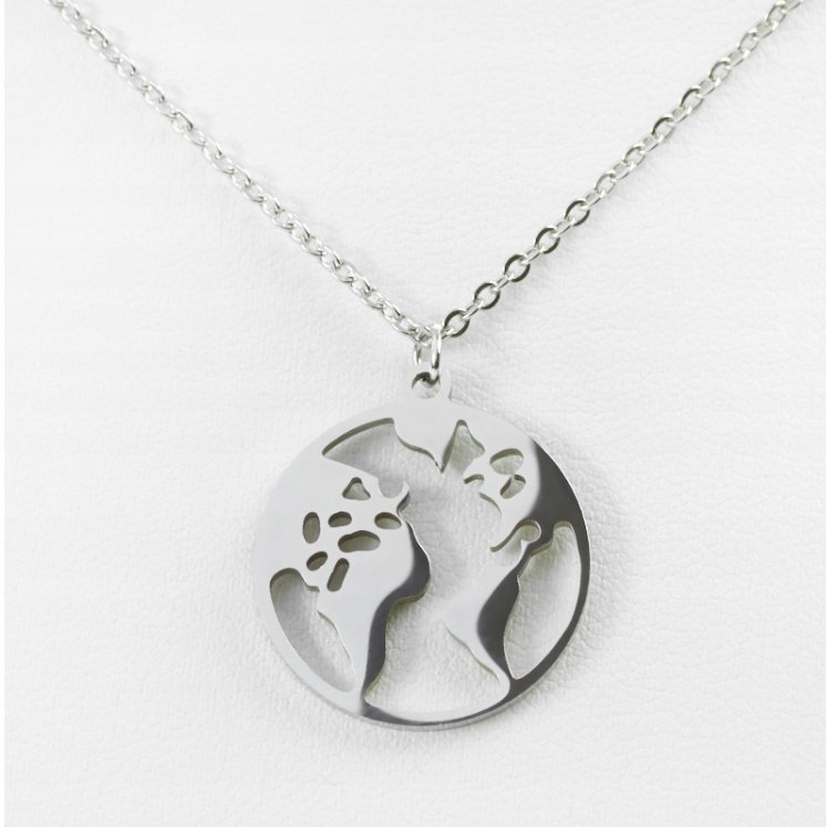 naszyjnik celebrytka podróż globus mapa świat STAL