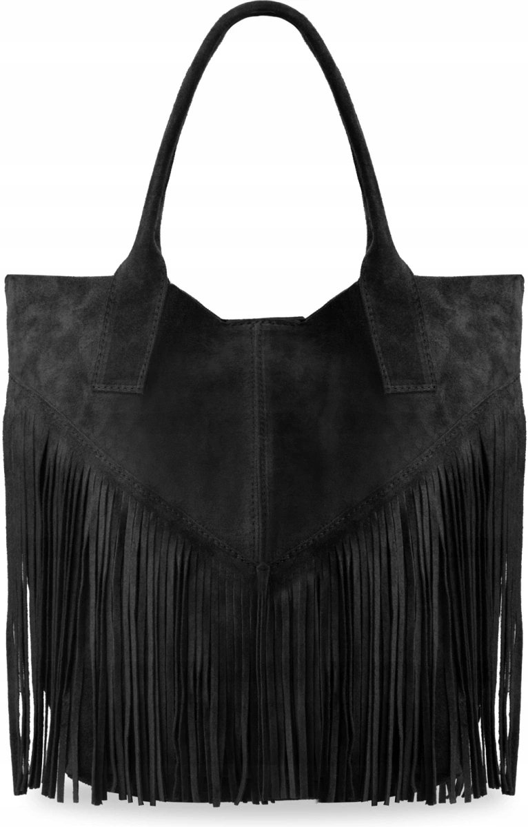 TOREBKA BOHO Worek Torba Zamsz Frędzle VERA PELLE
