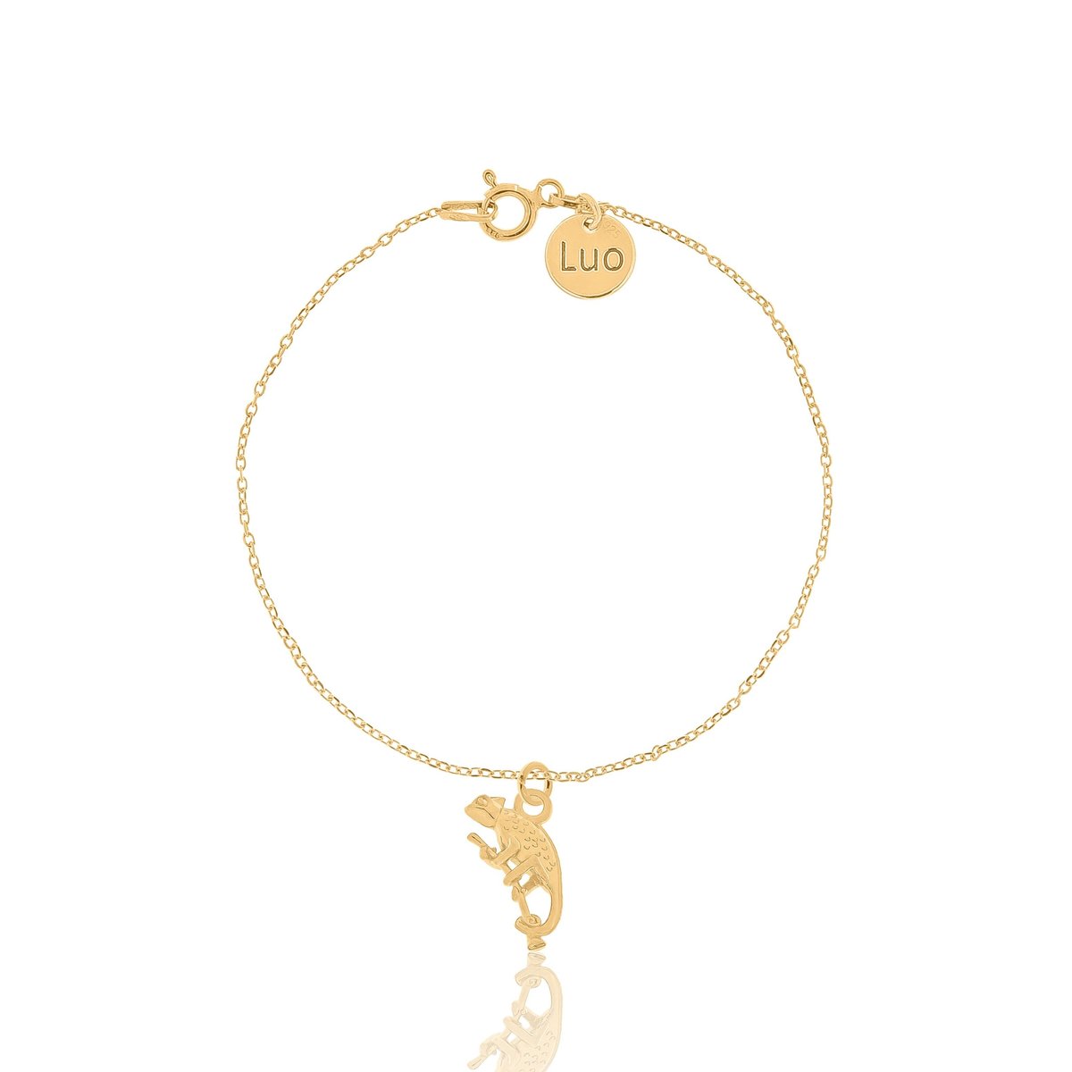 Bransoletka srebrna pozłacana z kameleonem