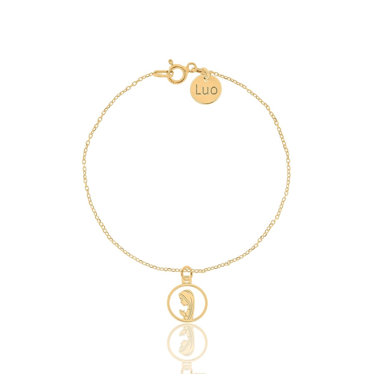 Bransoletka srebrna pozłacana z Matką Boską Fatimską