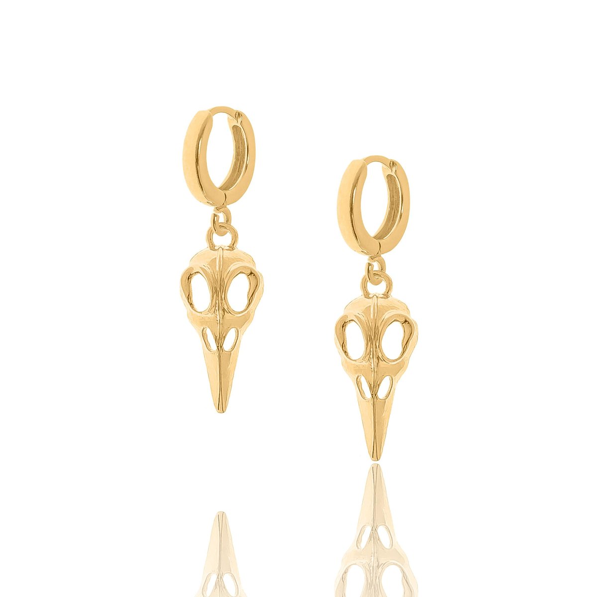 Kolczyki srebrne pozłacane z ptasimi czaszkami