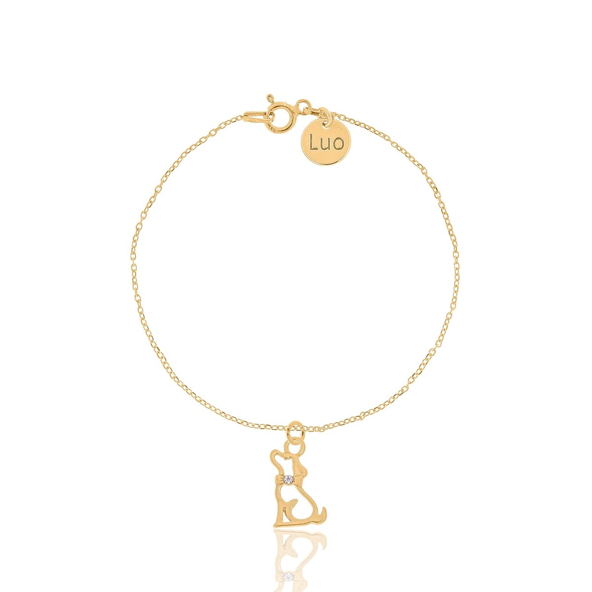 Bransoletka srebrna pozłacana z pieskiem i kryształkiem