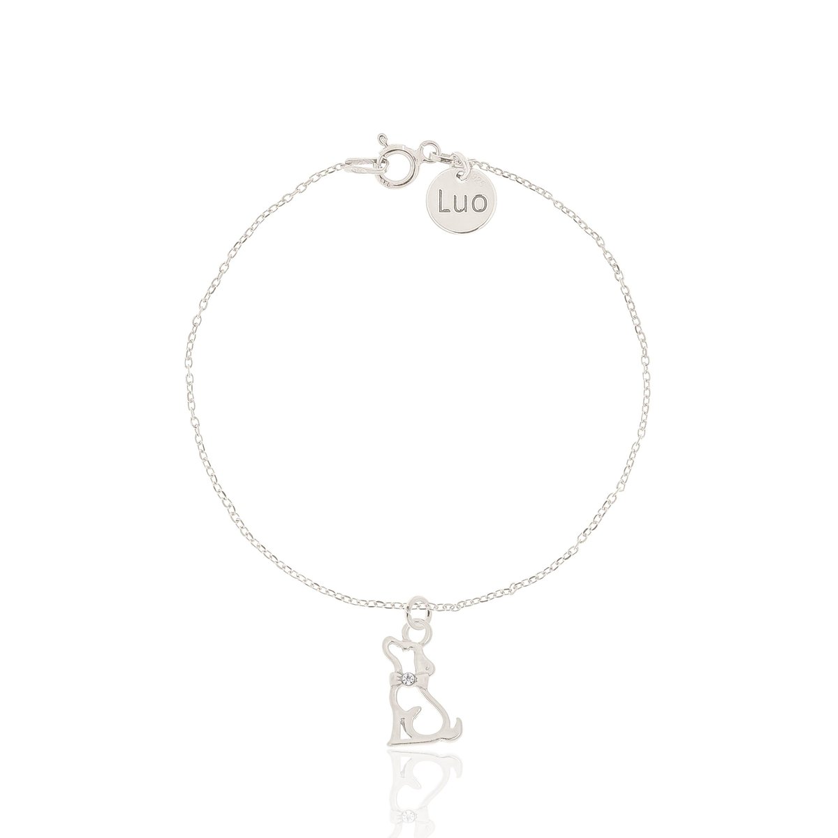 Bransoletka srebrna z pieskiem i kryształkiem