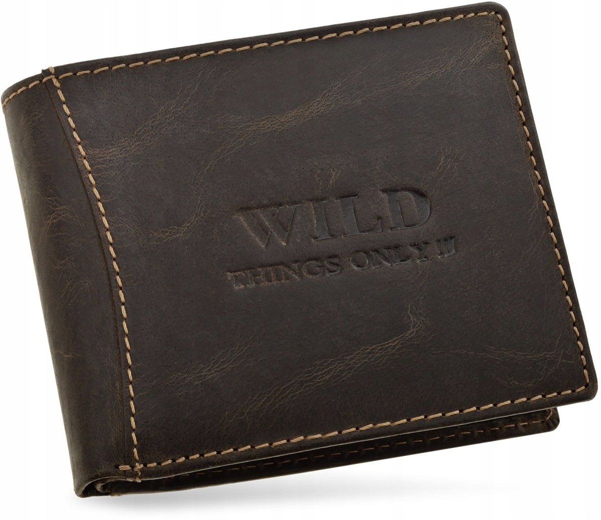 Solidny Skórzany Portfel Męski Pojemny Wild Brąz