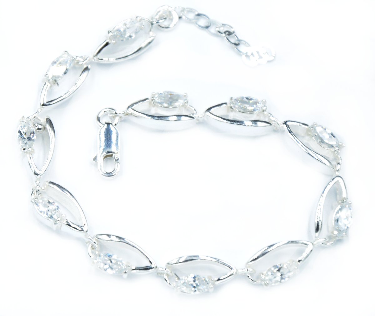 Srebrna Bransoletka Z Cyrkoniami.Pr.925!