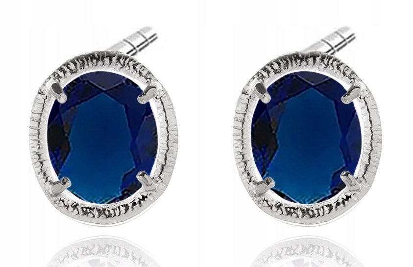 Kolczyki Sztyfty Z Niebieskimi Cyrkoniami Pr.925!