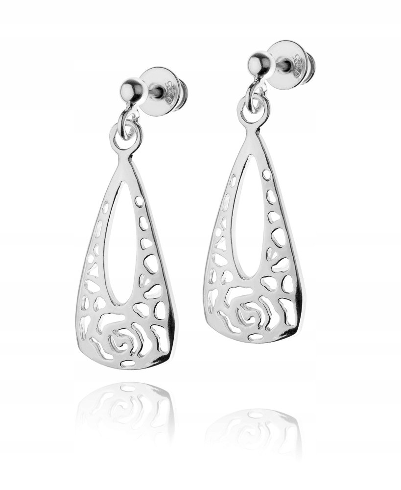 Srebrne Wiszące Ażurowe Kolczyki. Pr.925!