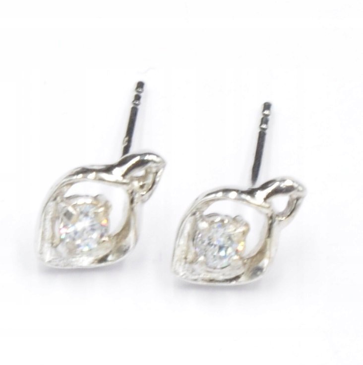 Srebrne Kolczyki Sztyfty Z Cyrkoniami. Pr. 925!