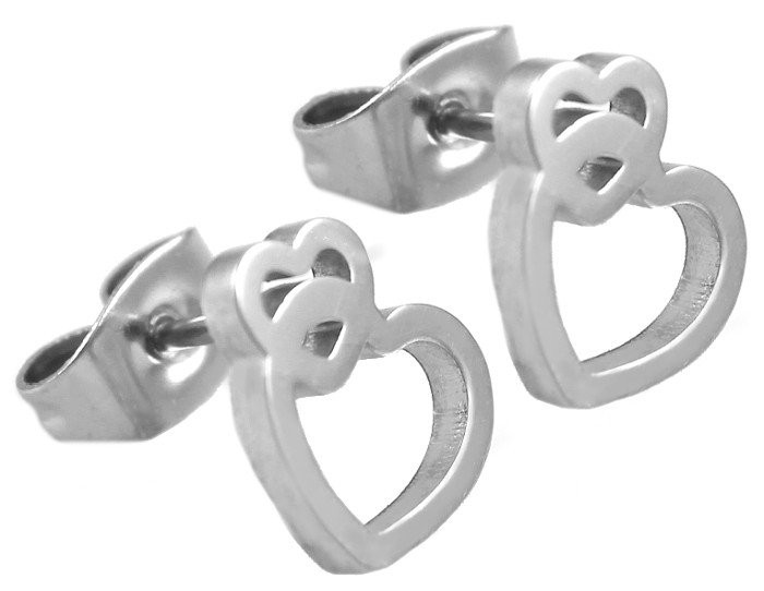 Srebrne Kolczyki Dwa Serca Ażurowe.Pr.925!