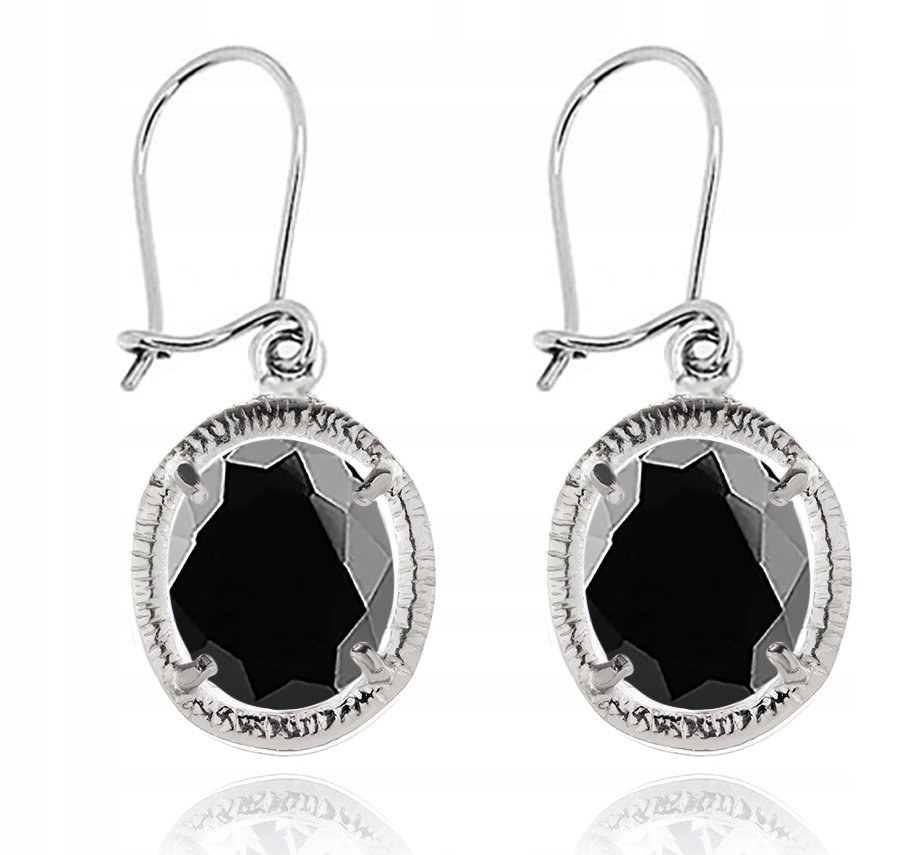 Kolczyki Wiszące Z Czarnymi Cyrkoniami Pr. 925