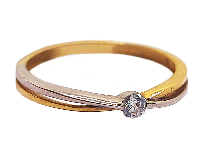 Złoty pierścionek 585 zaręczynowy oczko z cyrkonii