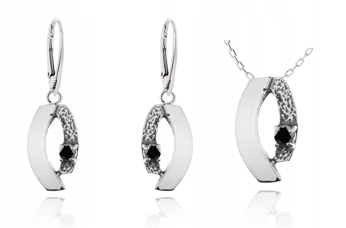 ZESTAW BIŻUTERII Z CZARNYMI CYRKONIAMI pr.925