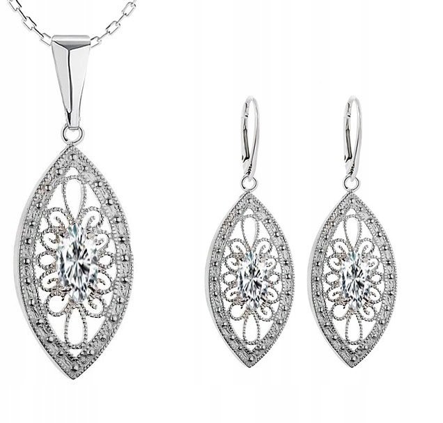 SREBRNY KOMPLET BIŻUTERII Z CYRKONIAMI ANGIEL.ZAP