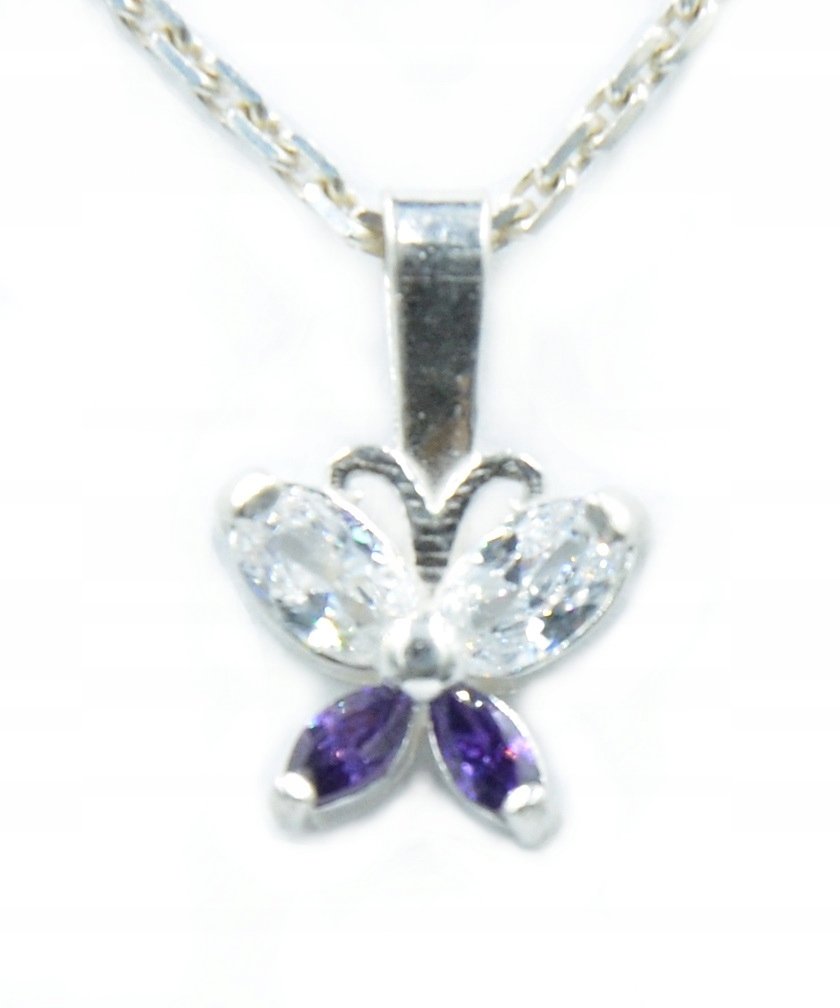 SREBRNA ZAWIESZKA MOTYL Z CYRKONIAMI. Pr.925!