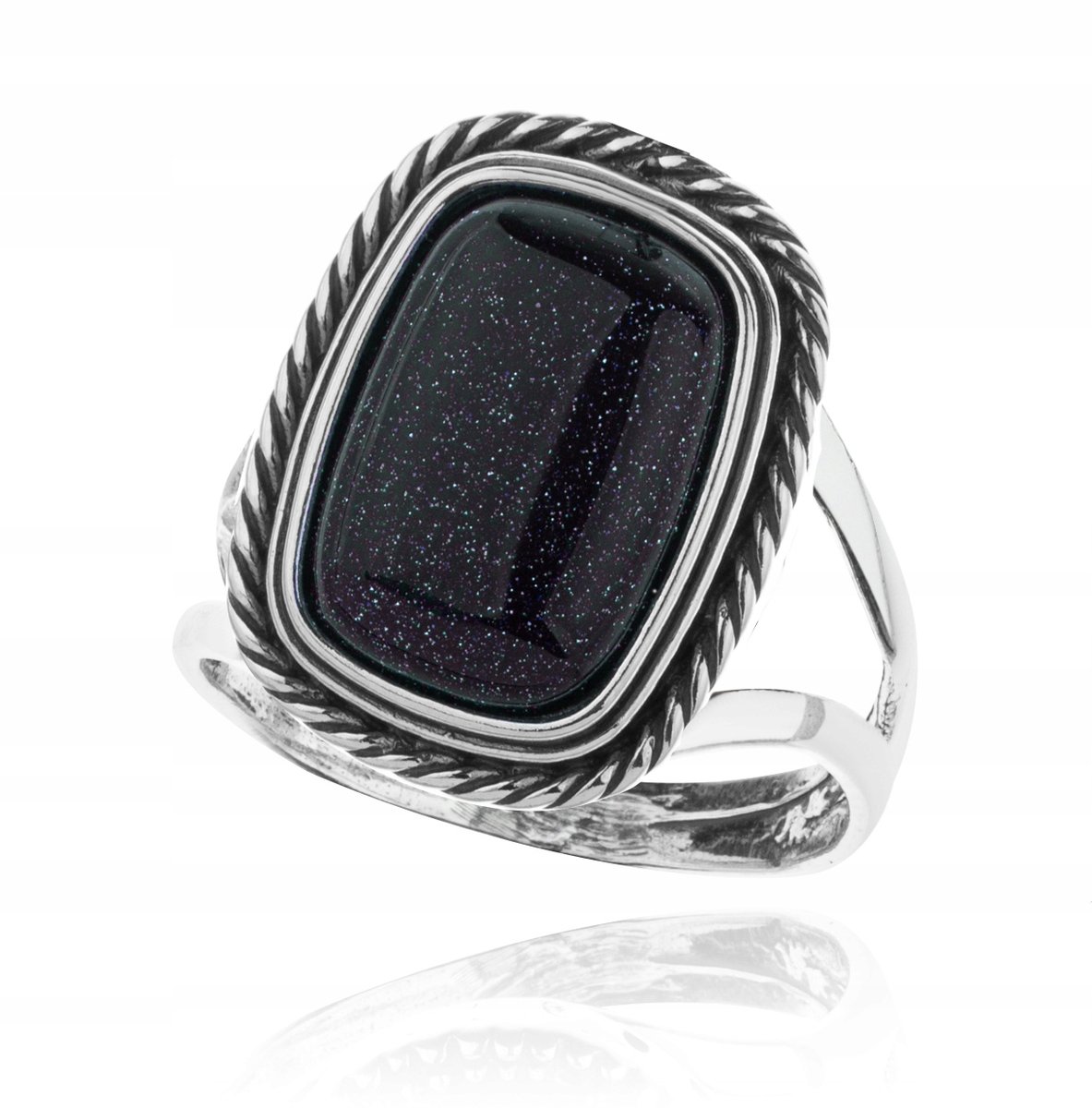 SREBRNY DUŻY PIERŚCIONEK Z NOCĄ KAIRU ROZMIAR 28